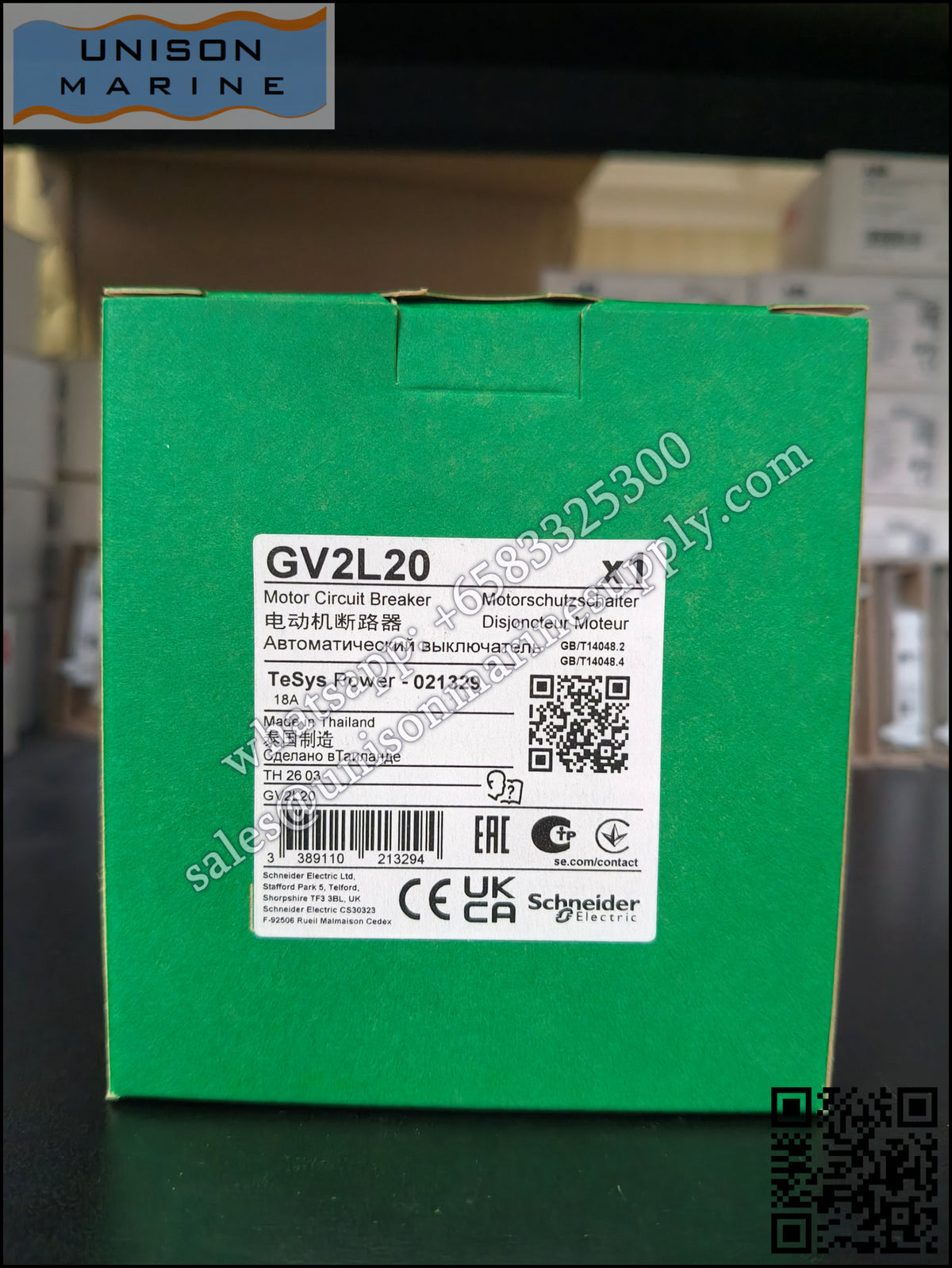 Schneider GV2 Motor circuit breaker: GV2L20, 3P 18A