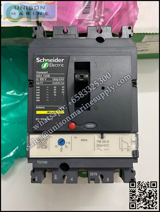 Schneider Electric circuit breaker NSX100B 20kA AC 3P3D TMD25A