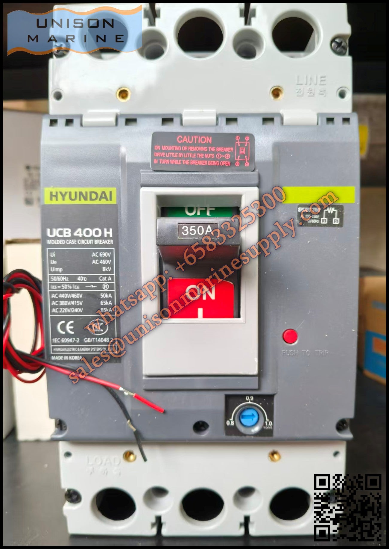 Hyundai Marine Circuit Breaker (MCCB) - UCB400H 3P 350A Fixed / Plug-in Type