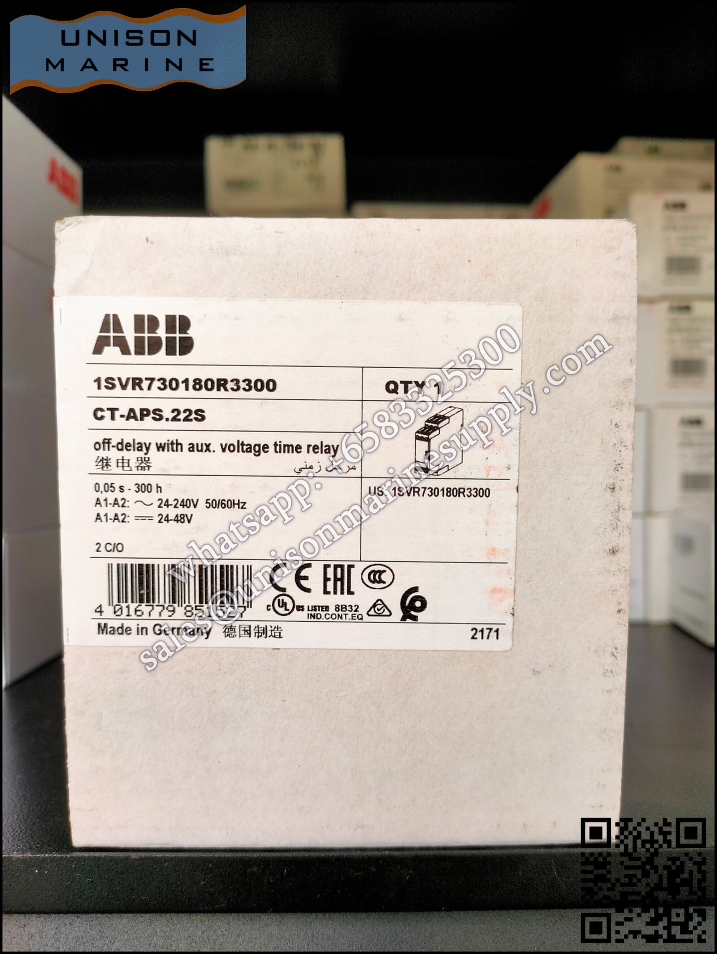 ABB Marine Time Relay CT-APS.22S,2c/o,24-48VDC,24-240VAC