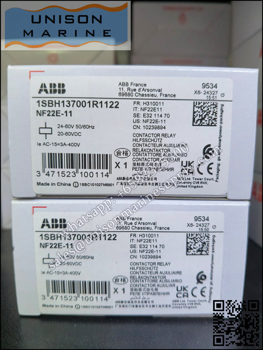ABB Magnetic Contactors Relay : NF22E-11 24-60V50/60HZ 20-60VDC, 1SBH137001R1122