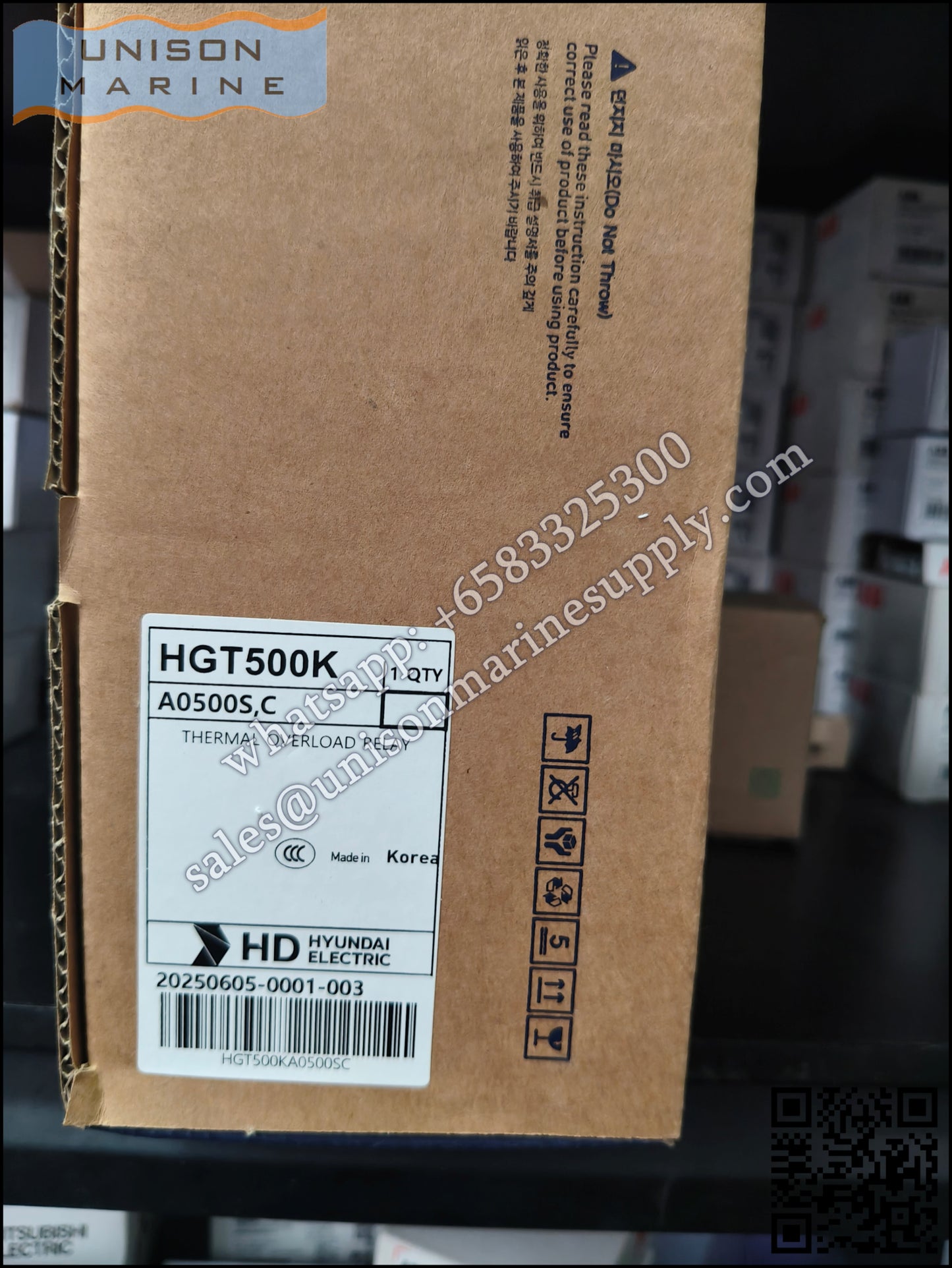 Hyundai Marine Thermal Overload Relay (TOR) HGT500K A0500S