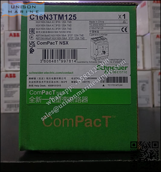 Schneider Electric circuit breaker- NSX160N 50kA AC 3P3D 125A TMD；C16N3TM125