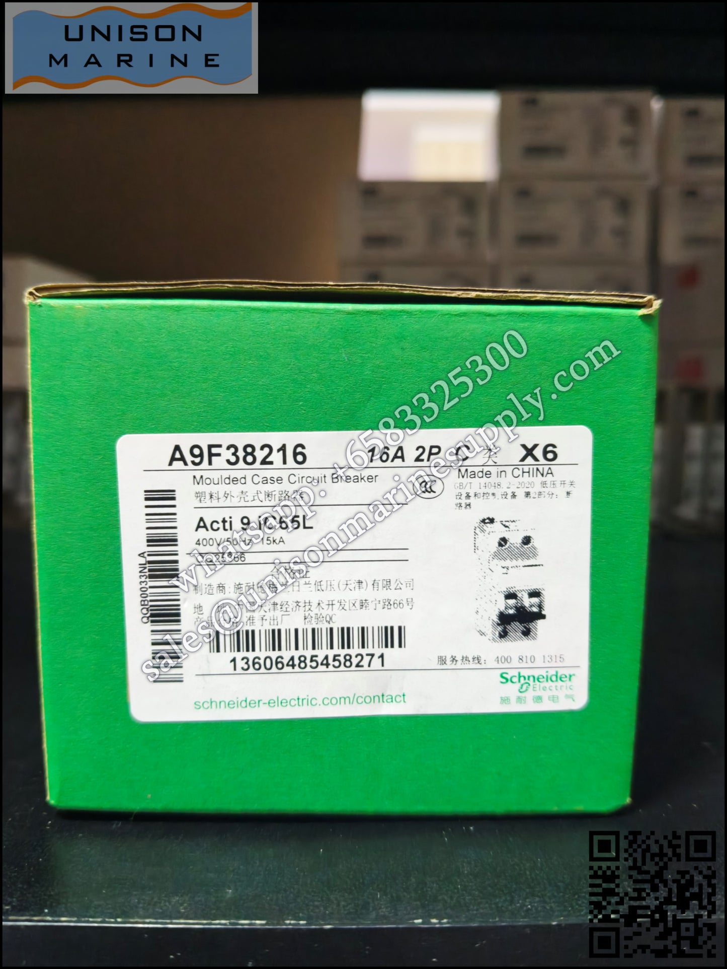 Schneider miniature circuit breaker: Acti 9 iC65L 16A 2P C curve ,A9F38216