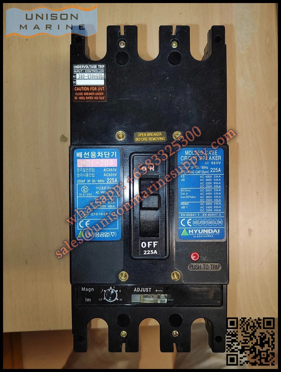 Hyundai Marine Circuit Breaker (MCCB) - HBL203 3P 225A Fixed / Plug-in Type