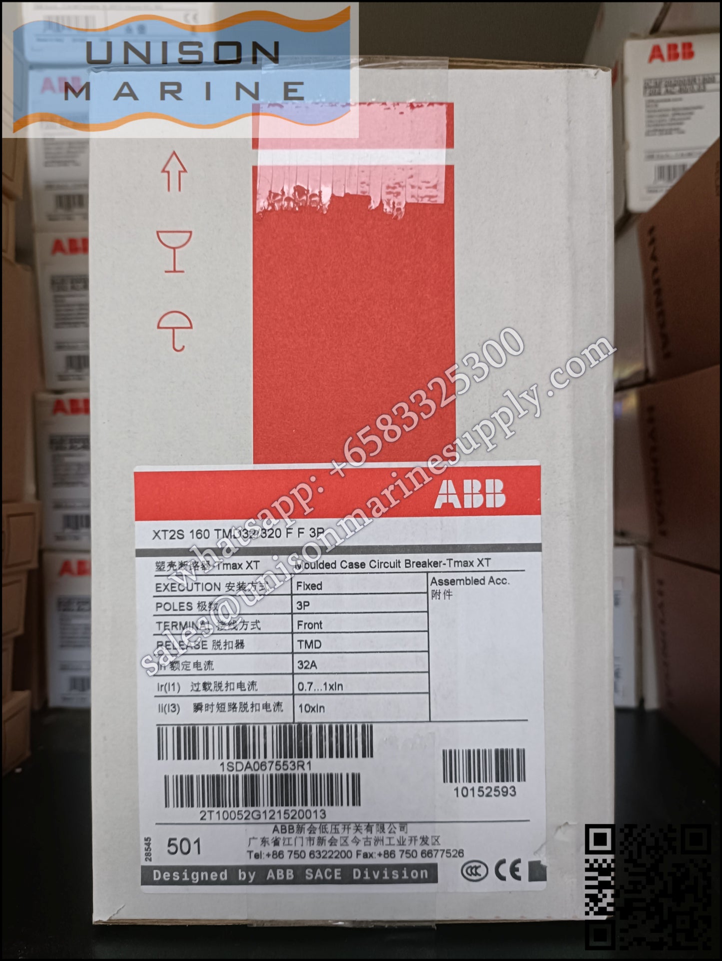 ABB SACE Tmax XT Circuit Breakers: XT2S 160 TMD 32-320 3p F F, 1SDA067553R1