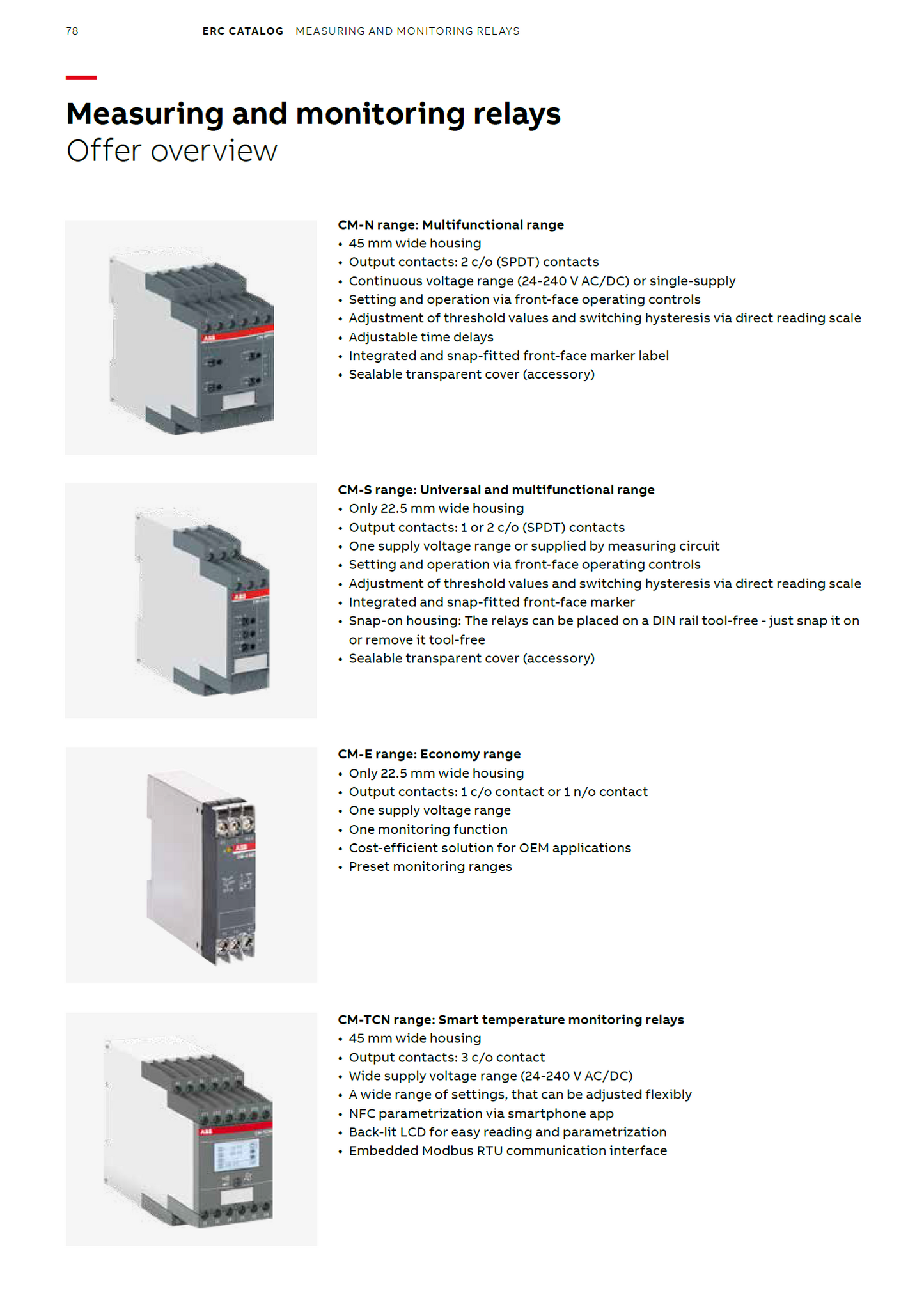 ABB Temperature Monitoring Relay, CM-MSS.31S AC/DC24-240V 1NO+1NC