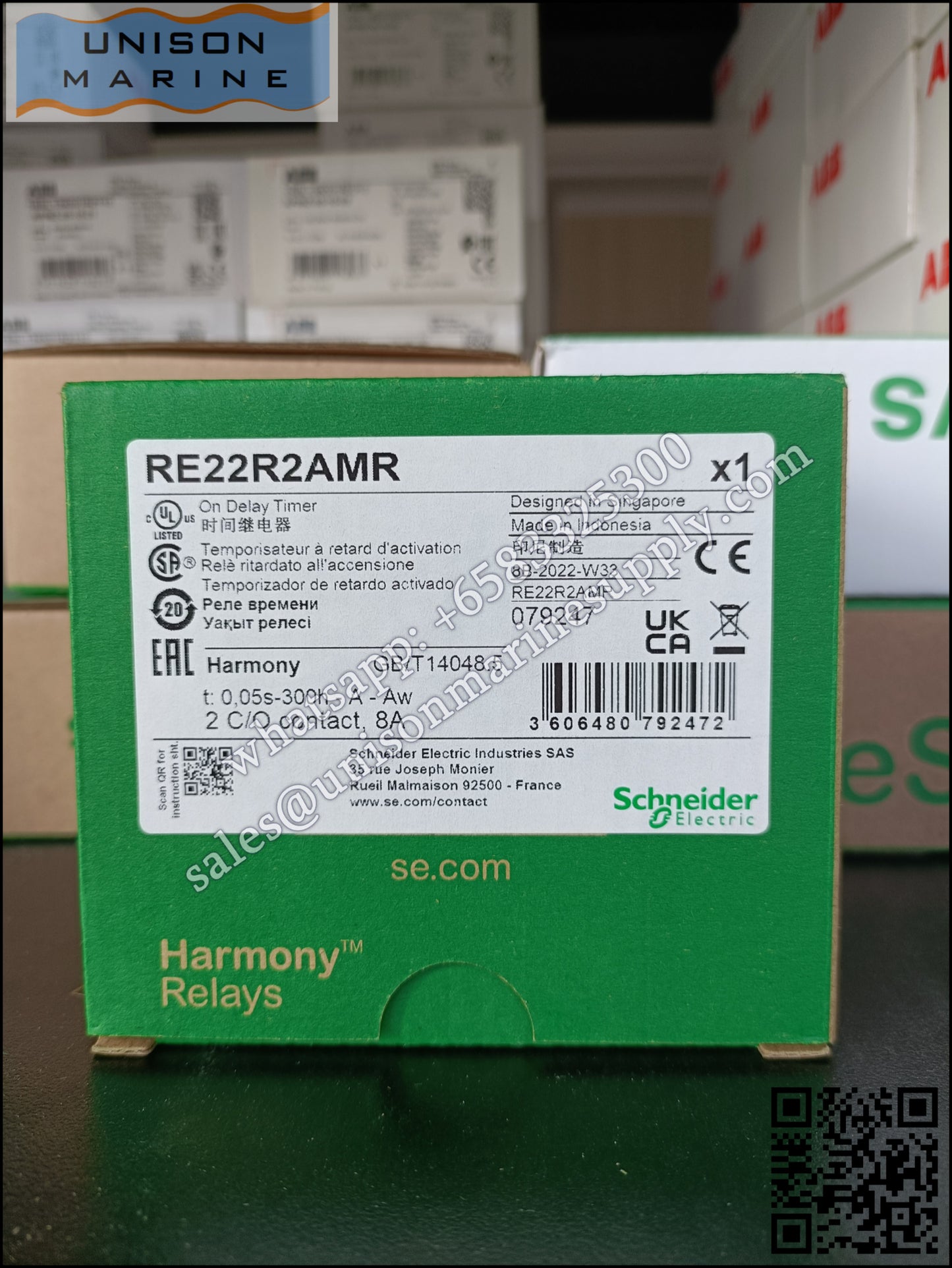 Schneider Harmony Timer Relays: RE22R2AMR,On and Off-delay timing relay,24~240V