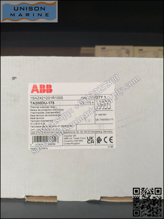 ABB Thermal Overload Relay 1 NO/1 NC:TA200DU-175（130...175A）,1SAZ421201R1005