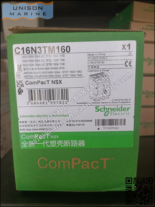 Schneider Electric circuit breaker- NSX160N 50kA AC 3P3D 160A TMD；C16N3TM160