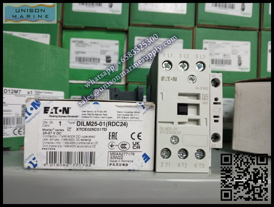 Eaton DILM Contactor, DILM25-01（RDC24） 24-27VDC Coil  3-Pole