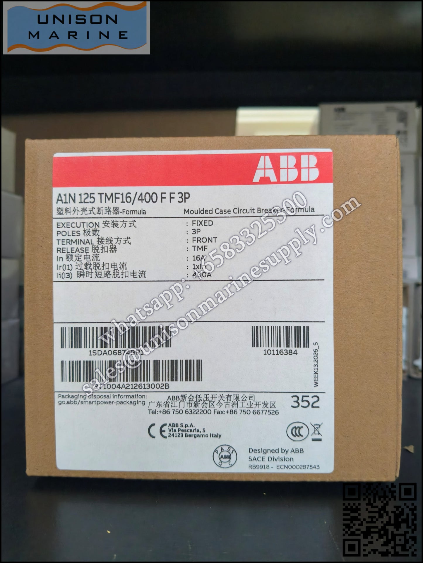 ABB C.BREAKER FORMULA: A1N125 TMF 16-400 3p FF,1SDA068749R1