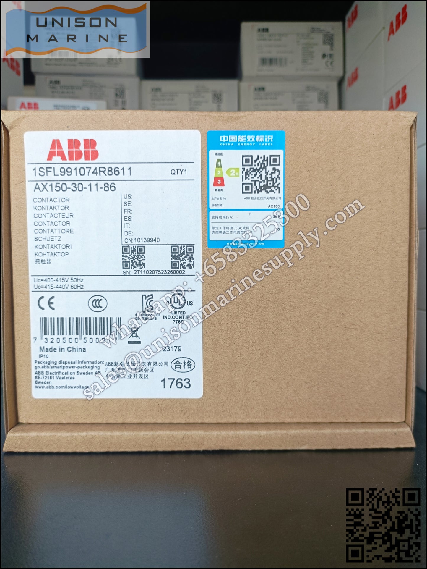 ABB Magnetic Contactors AX Series : AX150-30-11-86*400-415V50Hz/415-440V60Hz,1SFL991074R8611