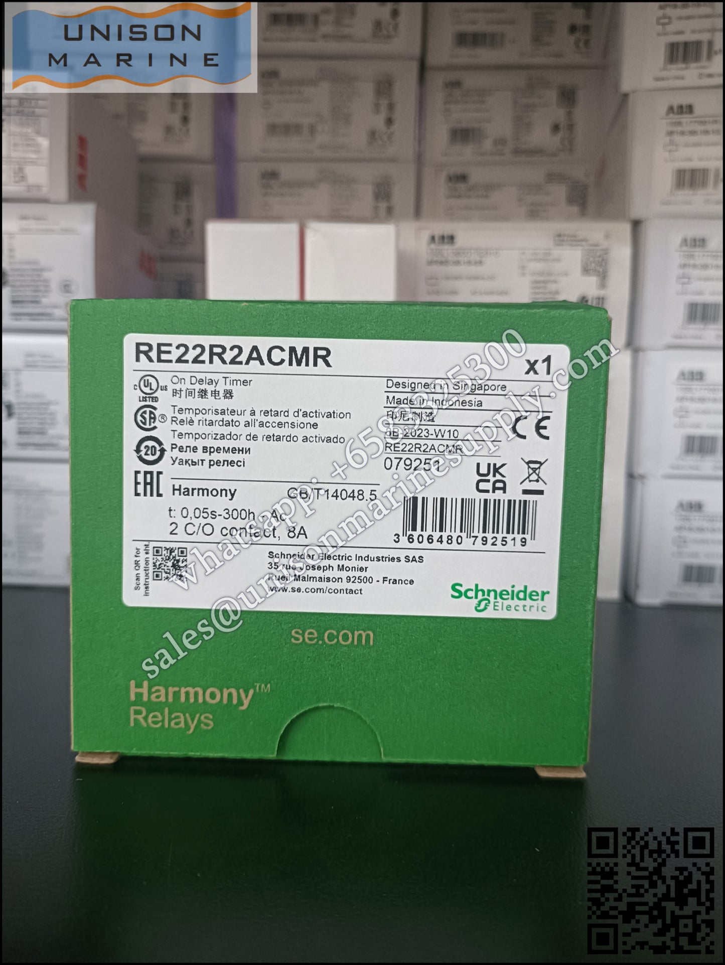 Schneider Harmony Timer Relays: RE22R2ACMR,On and Off-delay timing relay,24~240V