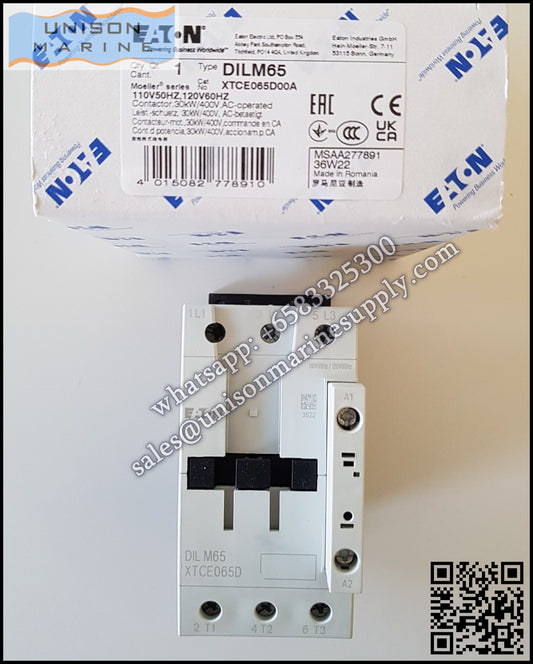 Eaton DILM Contactor, DILM65-10 110V 50Hz/120 60Hz Coil  3-Pole