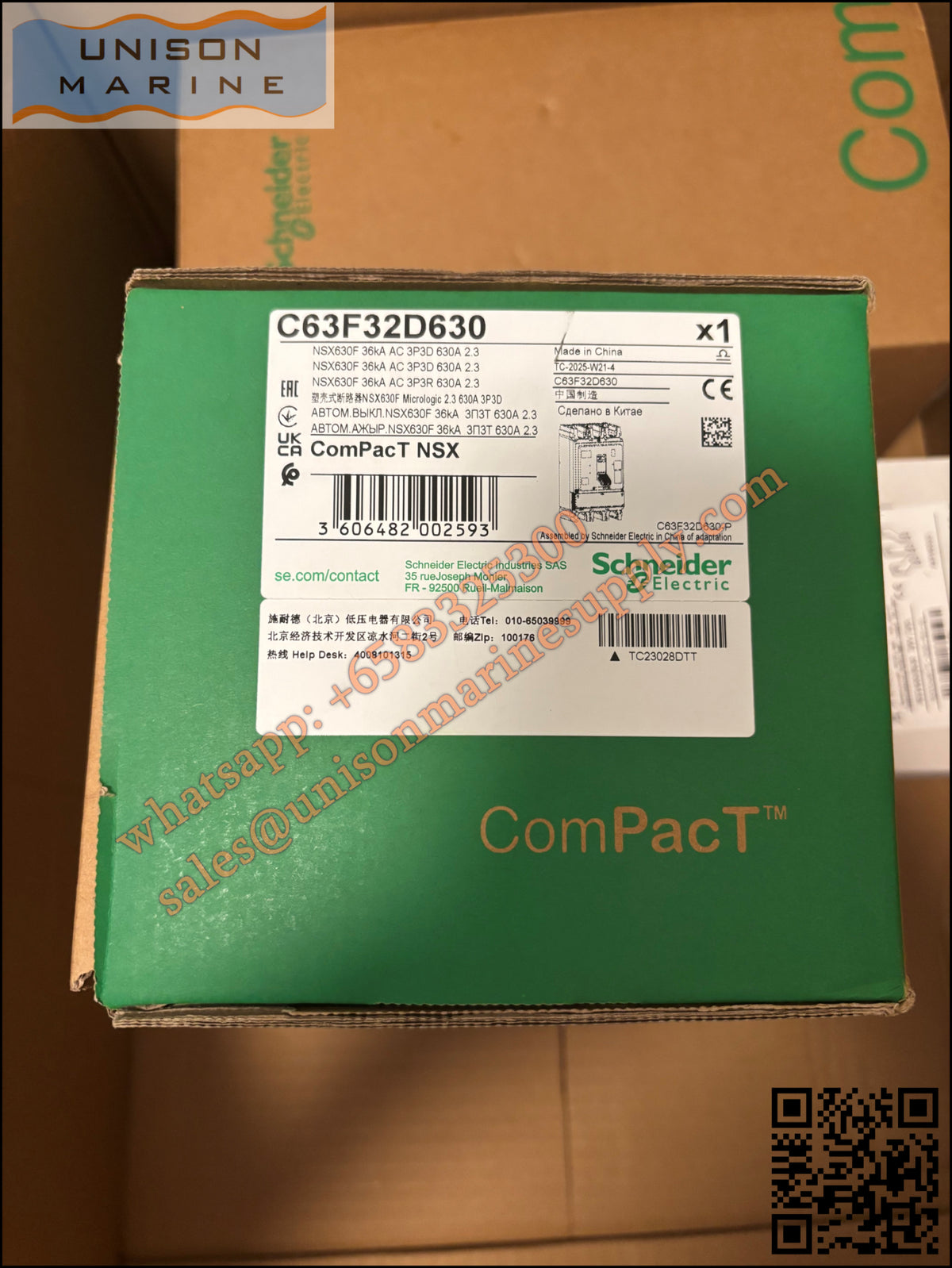 Schneider Electric circuit breaker：NSX630F 70 kA (415 VAC) MicroLogic 2.3，C63F32D630