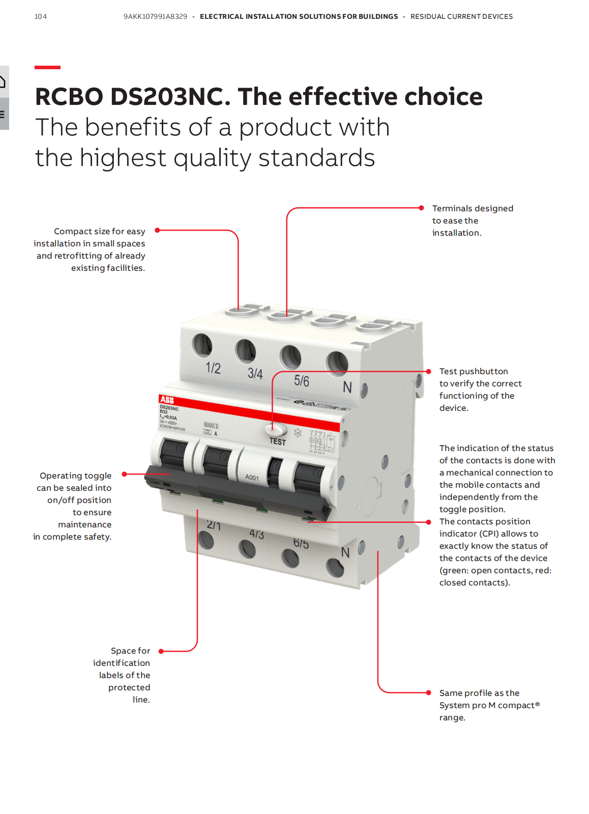 ABB Residual Current Circuit Breaker with Overcurrent Protection: DS203NC C32 A30, 2CSR256140R1324
