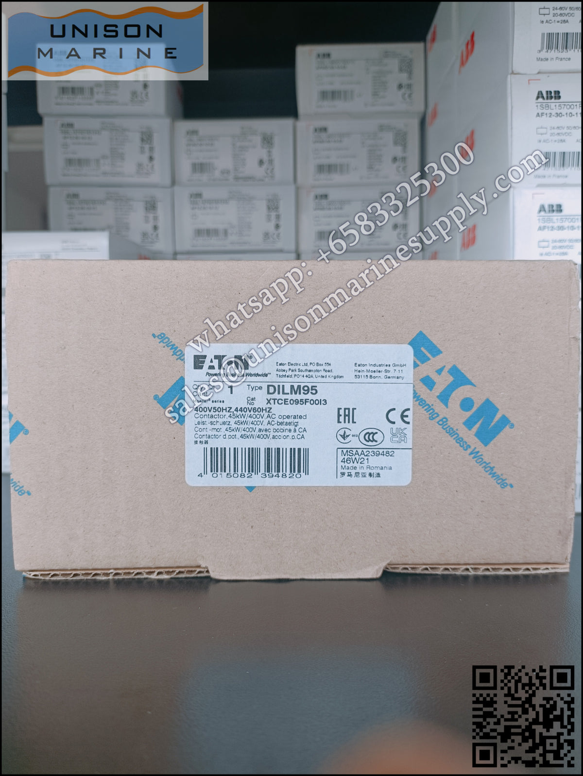 Eaton DILM Contactor, DILM95-10 400V 50Hz / 440V 60Hz Coil  3-Pole