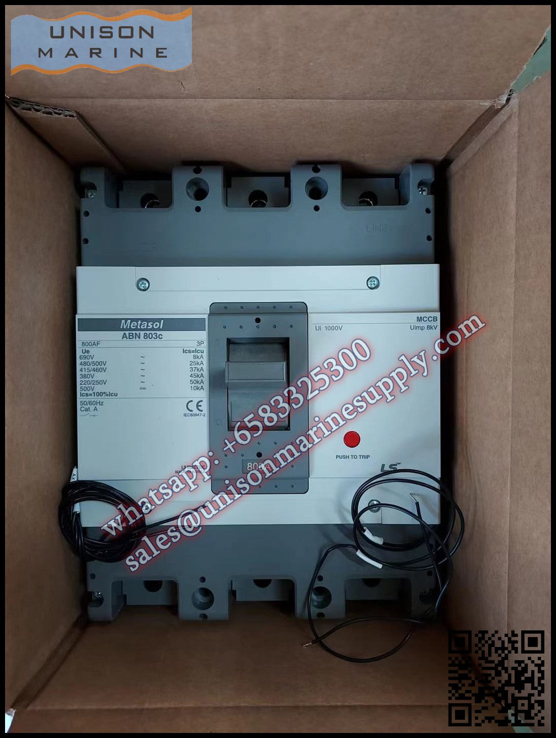 LS Metasol marine circuit breaker- ABN803C 3P 800A Fixed / Plug-in Type