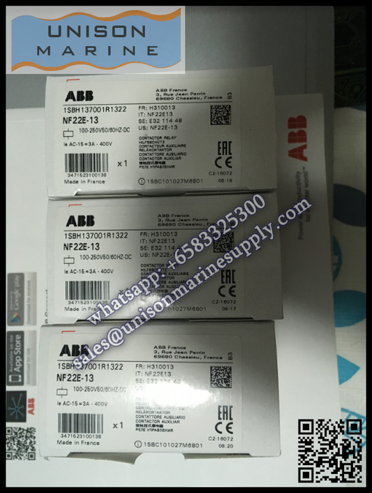 ABB Magnetic Contactors Relay : NF22E-13 100-250V50/60HZ-DC,  1SBH137001R1322