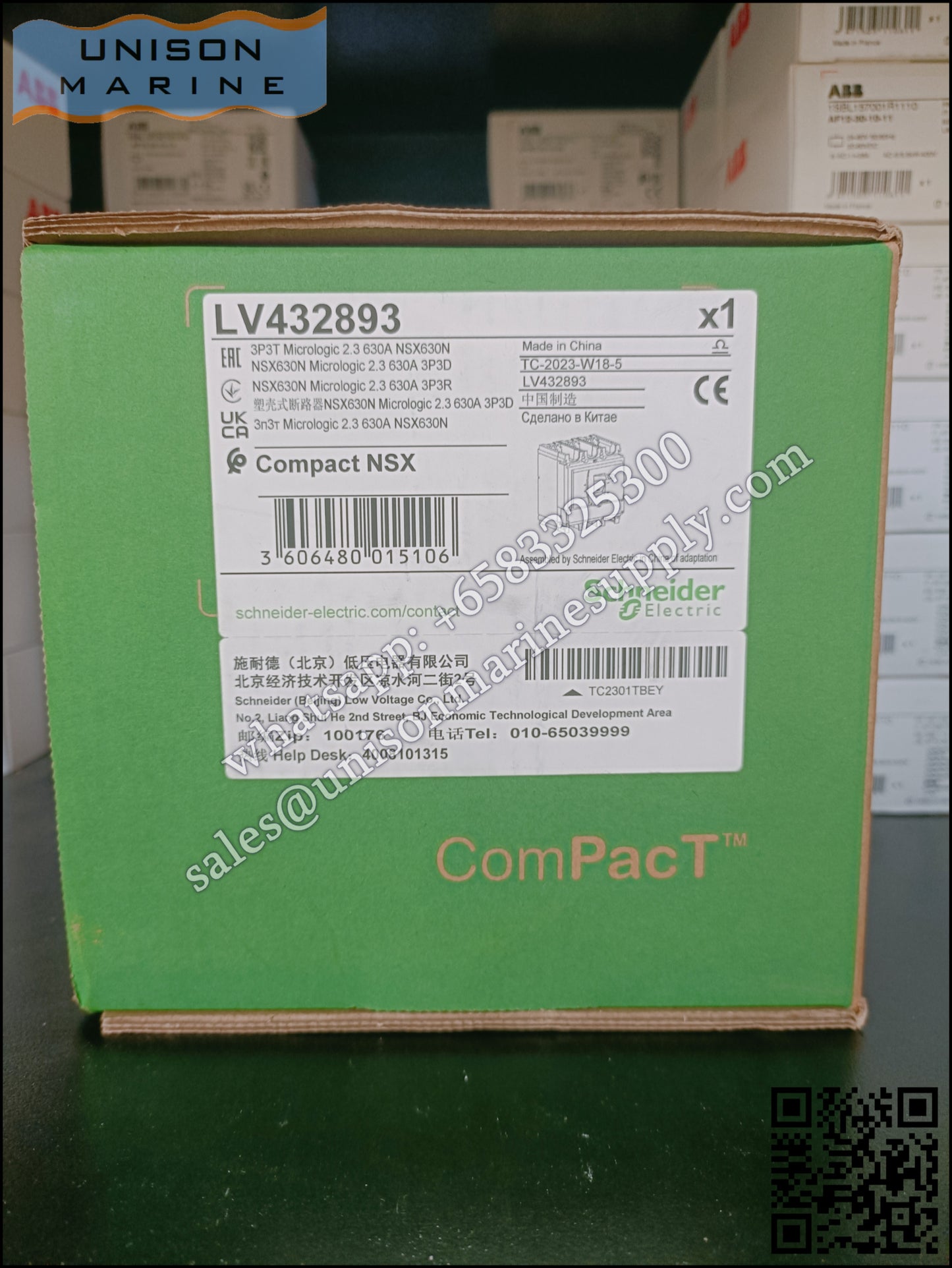 Schneider Electric circuit breaker -  ComPact NSX630N 50kA at 415VAC MicroLogic 2.3 630A 3P3D