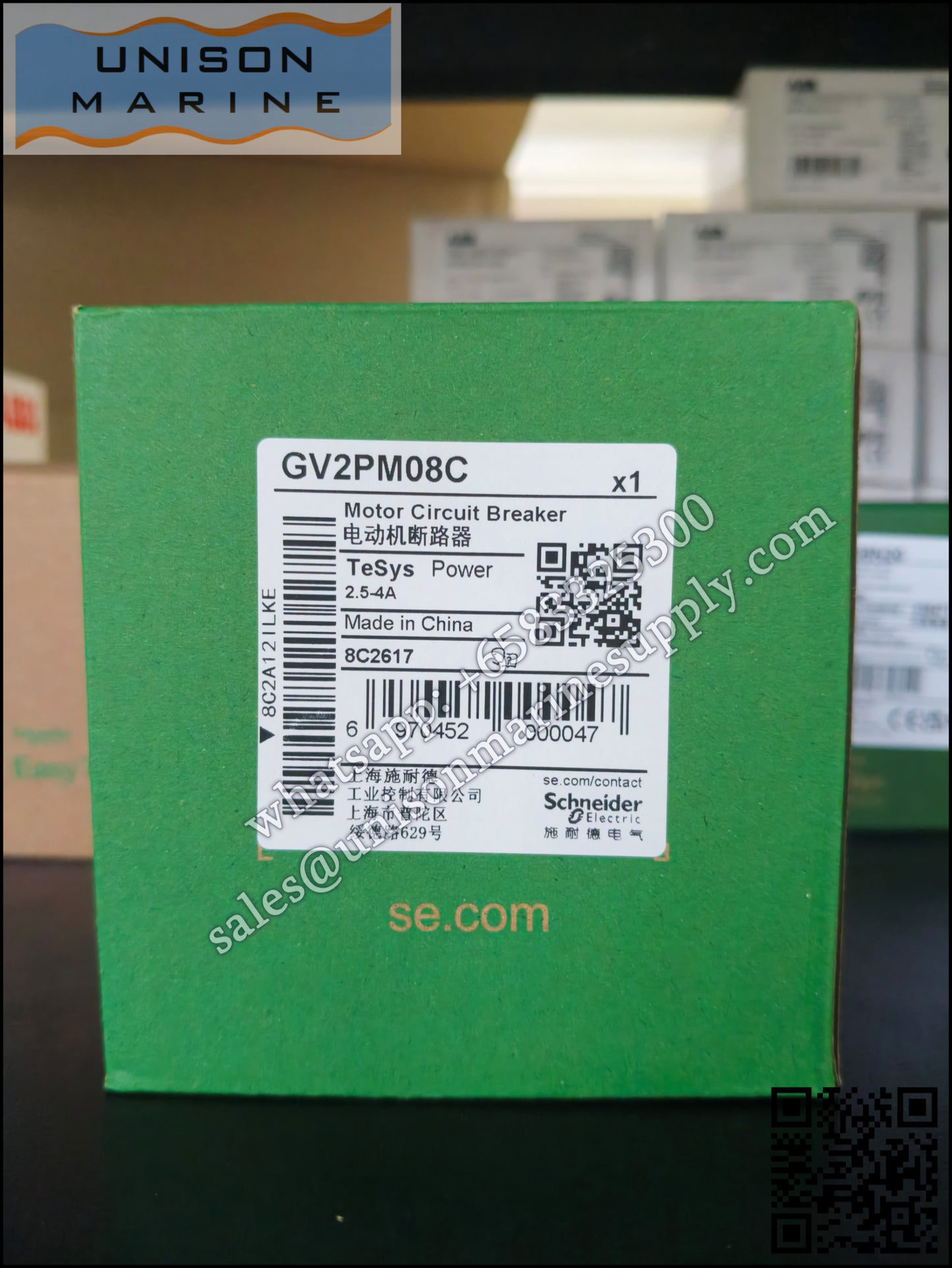 Schneider GV2 Motor circuit breaker: GV2PM08C, 3P 2.5-4.0 A