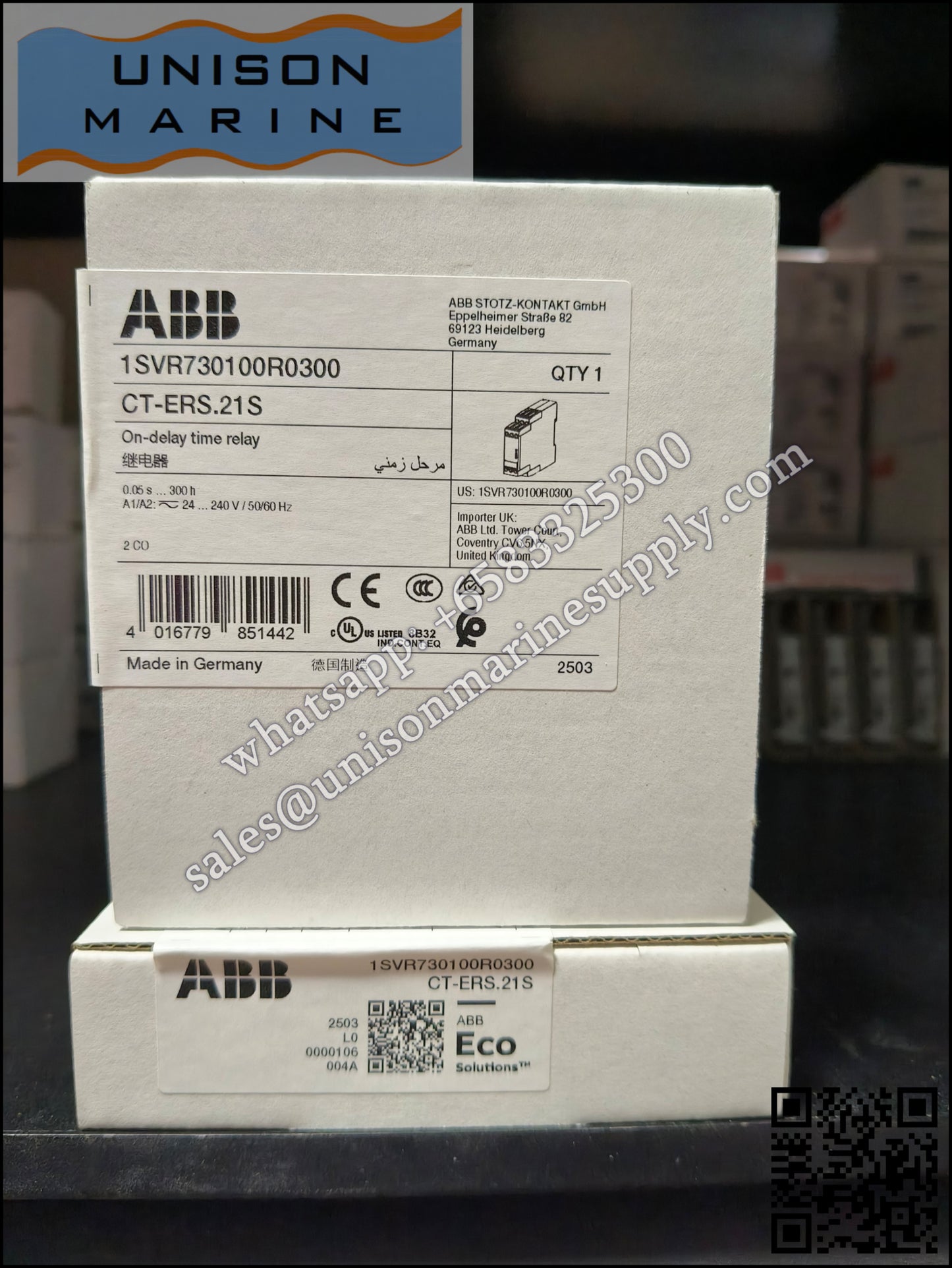ABB Electronic Time relay CT-ERS.21S Time relay, ON-delay 2c/o, 24-240VAC/DC