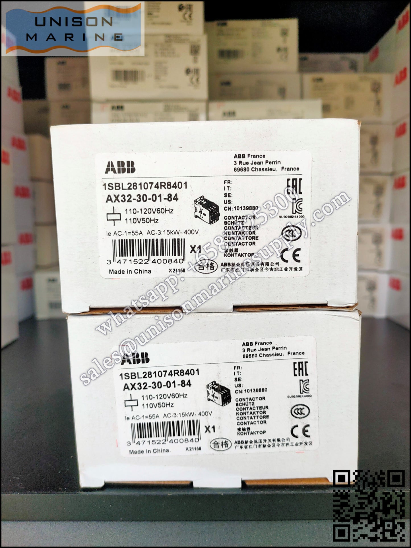 ABB Magnetic Contactors AX Series :  AX32-30-01-84 110V50Hz/110-120V60Hz,1SBL281074R8401