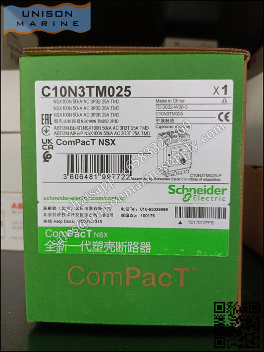 Schneider Electric circuit breaker NSX100N 50kA AC 3P3D 25A TMD；C10N3TM025