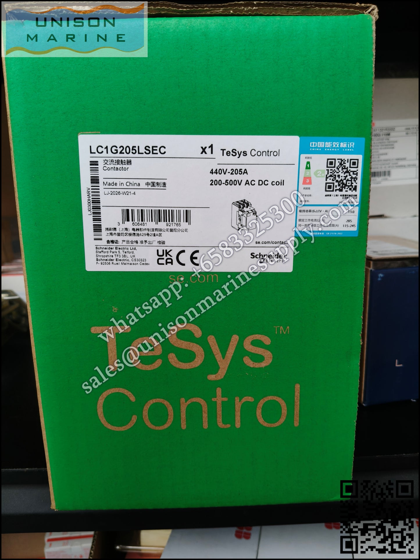 SCHNEIDER Contactor TeSys Giga 3P(3NO) AC-3, LC1G205LSEC, AC/DC200-500V