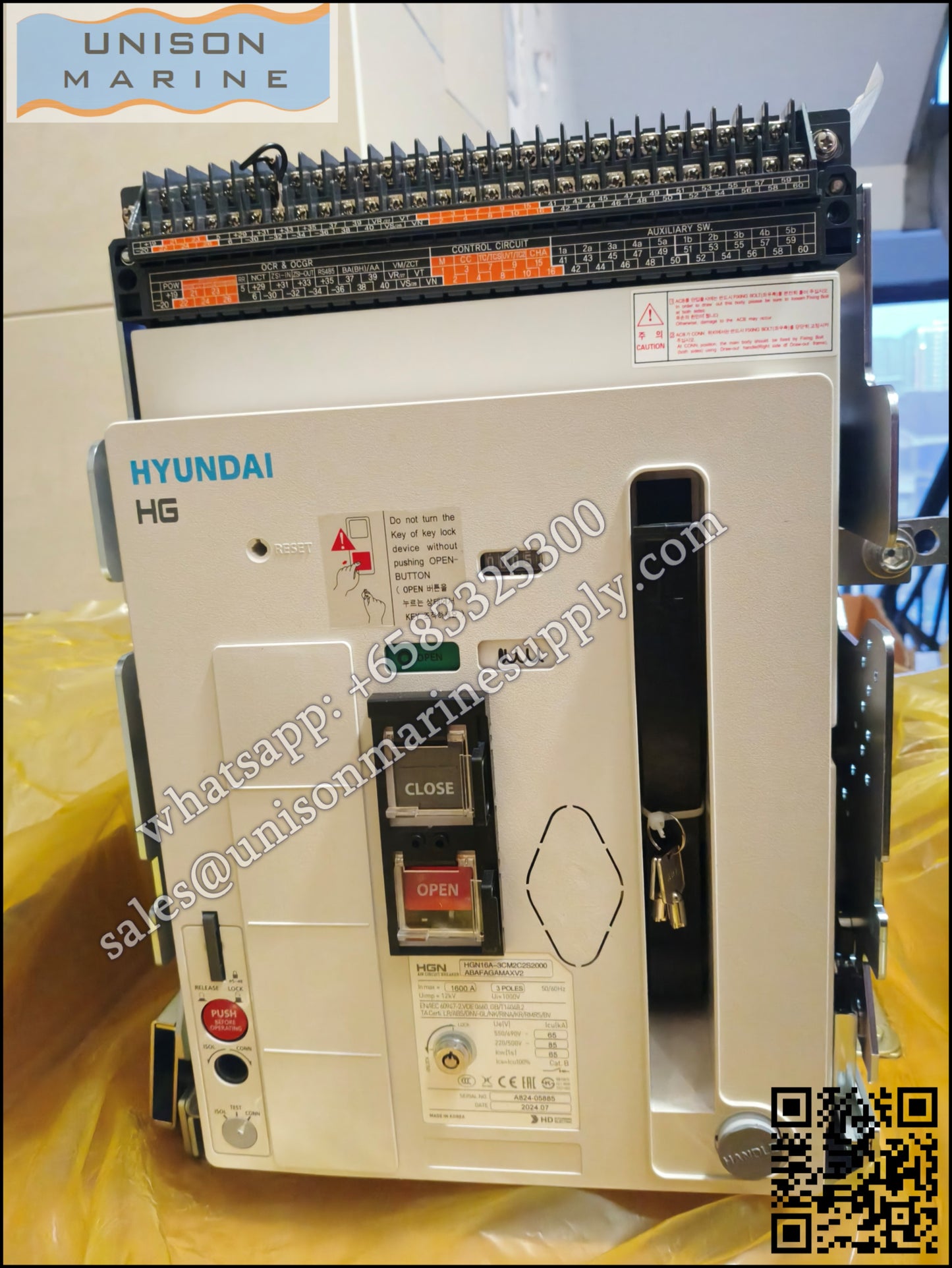 Hyundai Marine Air Circuit Breakers(ACB) ：HGN16 3P Draw-out Type