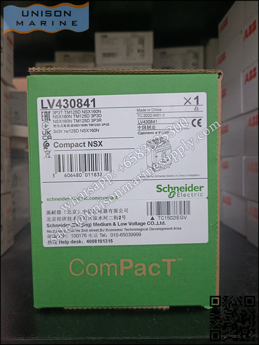 Schneider Electric circuit breaker- NSX160N 50kA AC 3P3D 125A TMD；LV430841