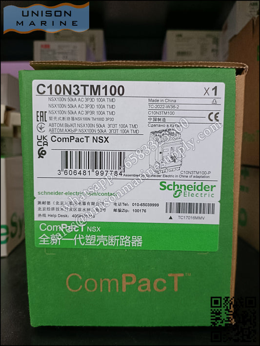 Schneider Electric circuit breaker NSX100N 50kA AC 3P3D 100A TMD；C10N3TM100