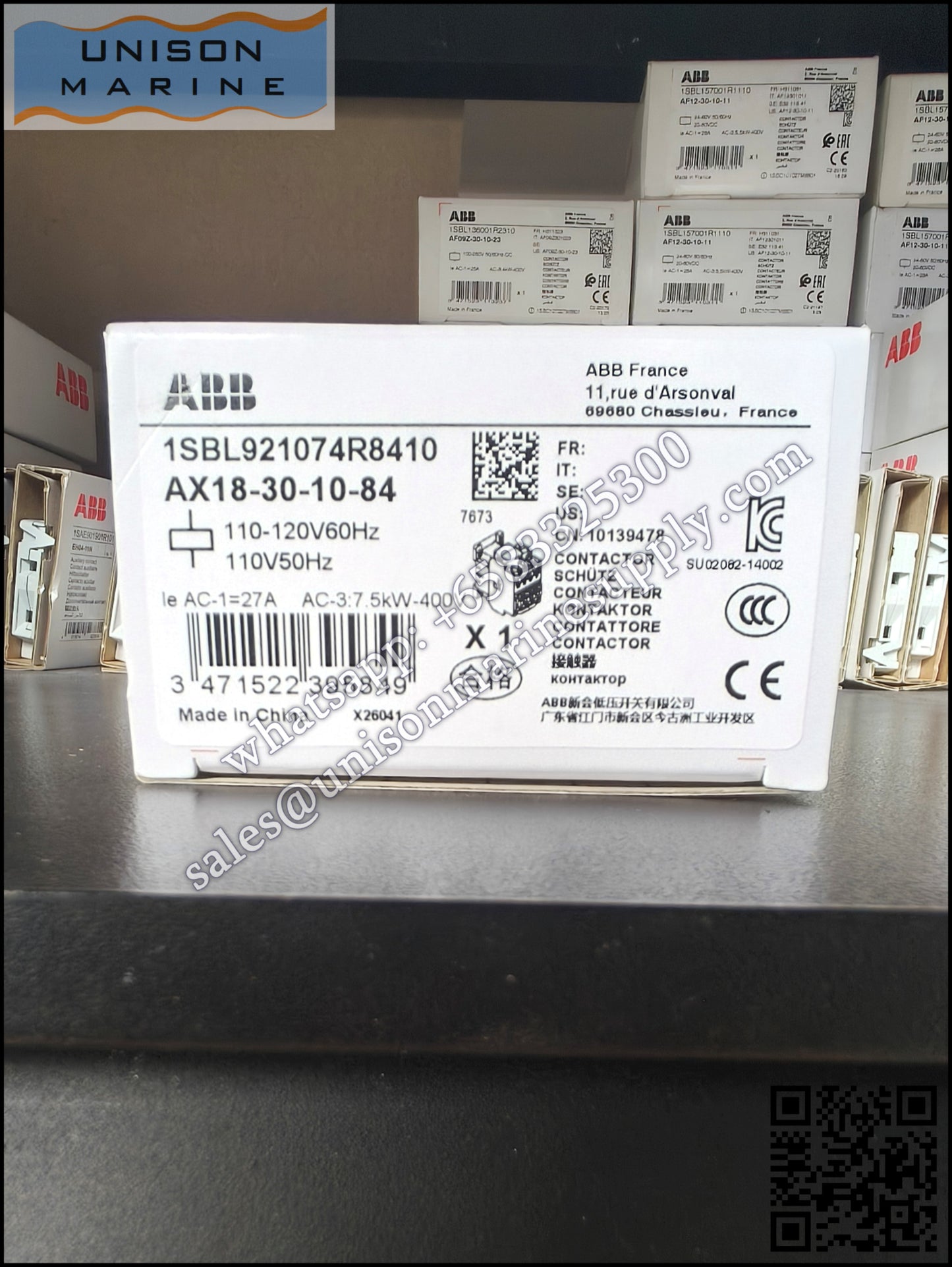 ABB Magnetic Contactors AX Series :  AX18-30-10-84 110V50Hz/110-120V60Hz,1SBL921074R8410