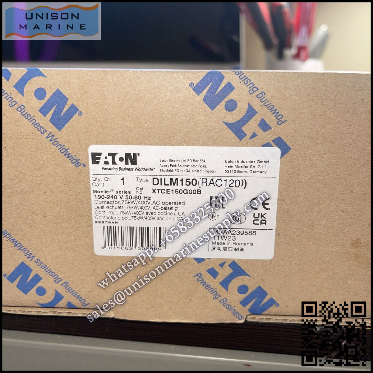 Eaton DILM Contactor, DILM150（RAC120） 190-240V 50-60Hz Coil  3-Pole