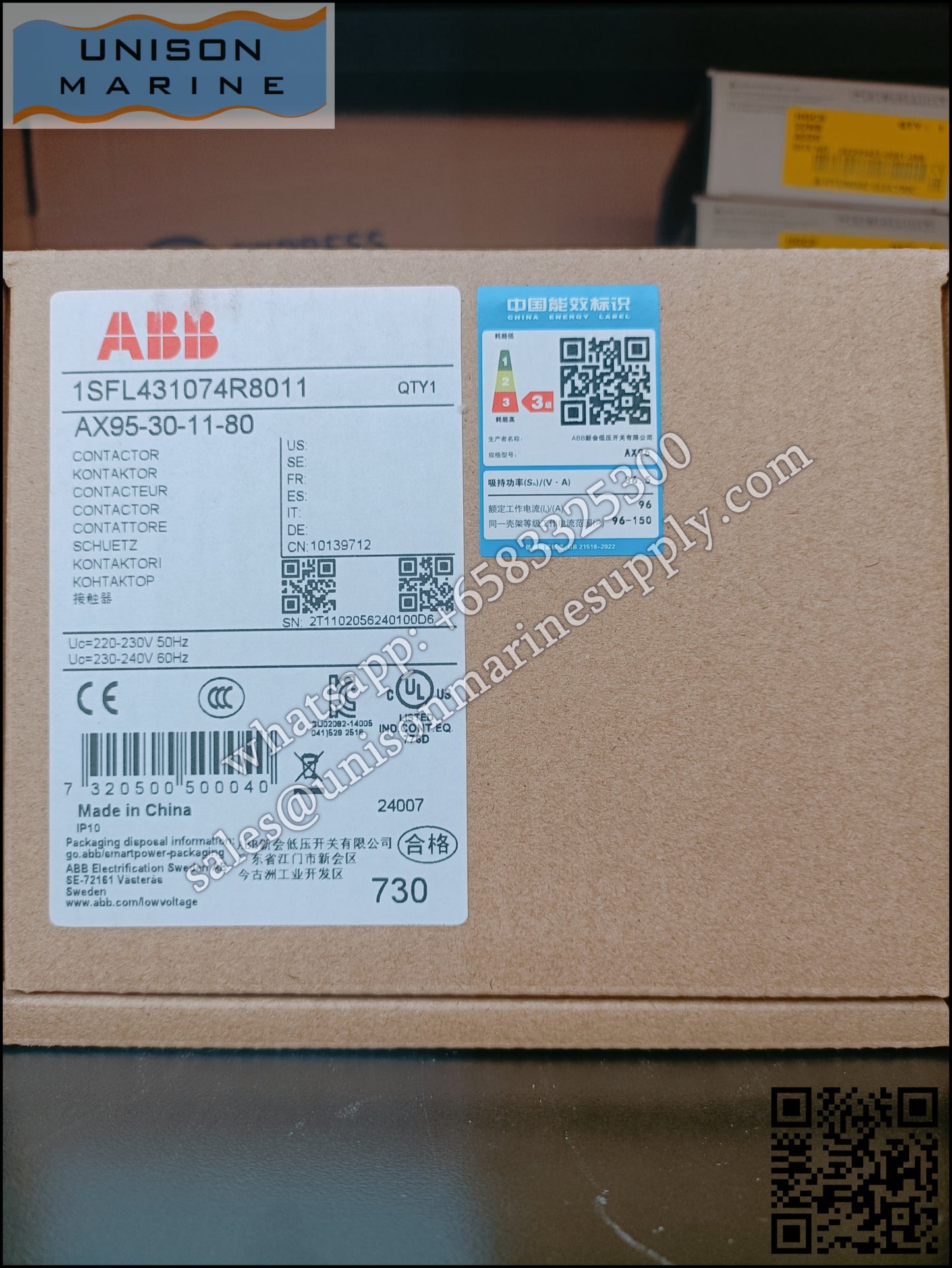 ABB Magnetic Contactors AX Series : AX95-30-11-80,1SFL431074R8011