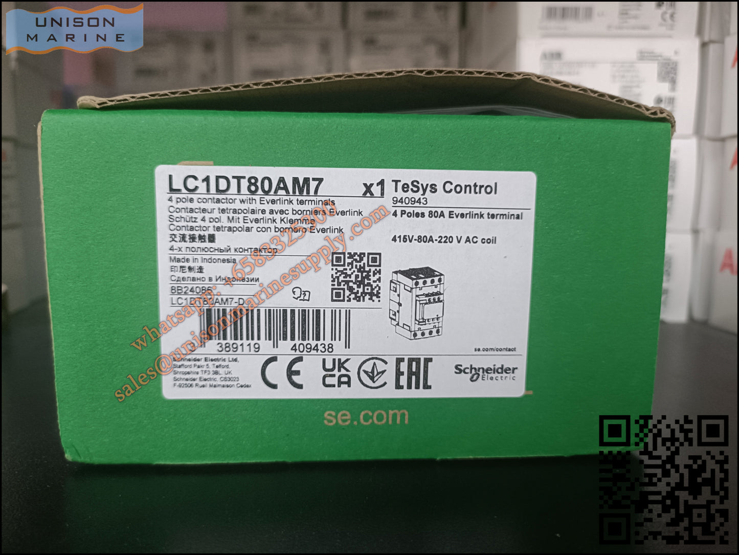 Schneider TeSys Deca Contactors: LC1DT80AM7