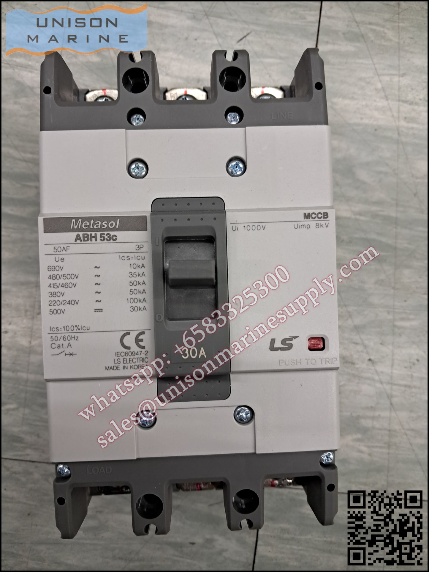 LS Metasol marine circuit breaker- ABH53C 3P 30A Fixed / Plug-in Type