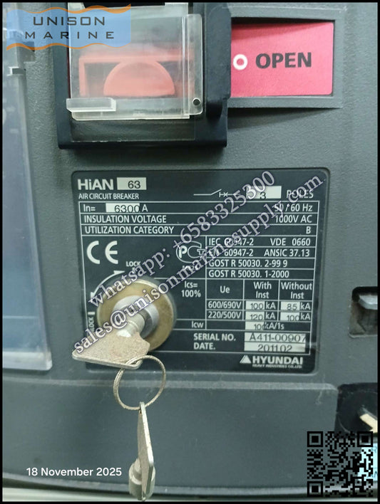 Hyundai Marine Air Circuit Breakers(ACB) ：HGN63/HiAN63 3P Draw-out Type