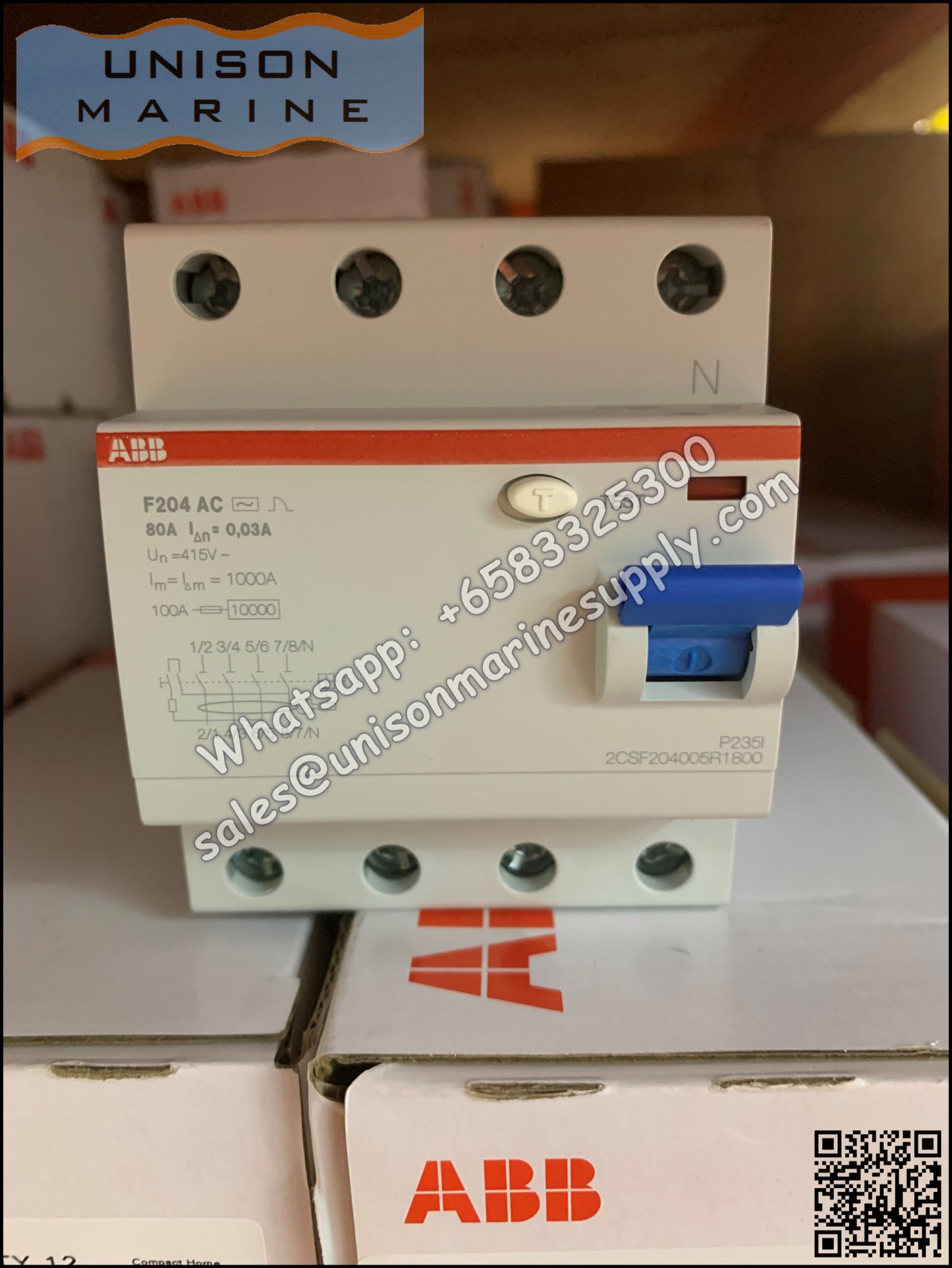 ABB Residual Current Circuit Breaker(RCCB) F204 AC-80/0.03 2CSF204001R1800