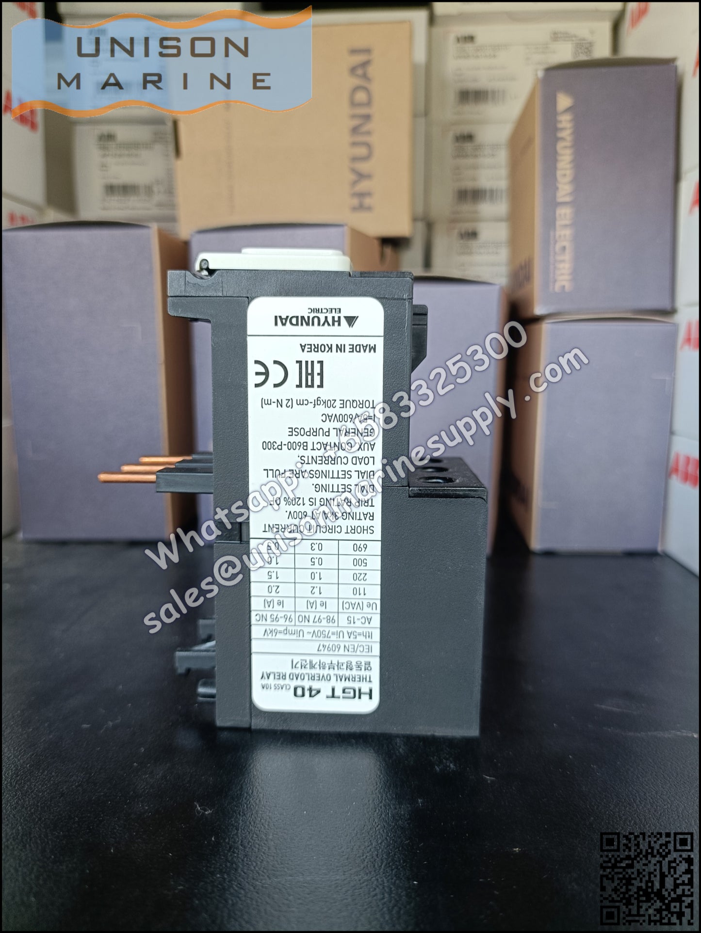 Hyundai Marine Thermal Overload Relay (TOR): HGT40K A0040S