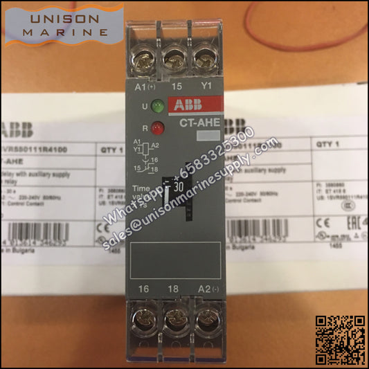 ABB Electronic Time Relay CT-AHE, 1c/o, 0.3-30s, 220-240VAC