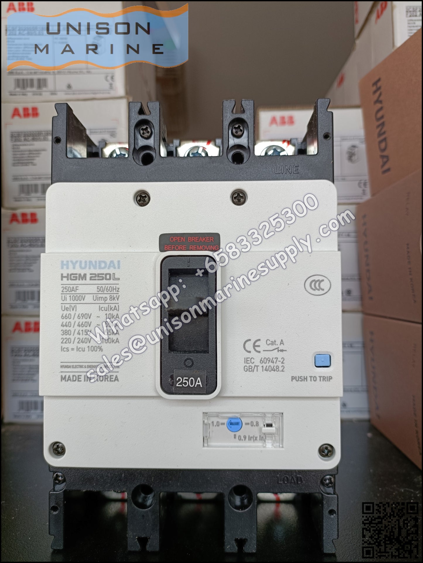 Hyundai Marine Circuit Breaker (MCCB) - HGM250L 3P Fixed / Plug-in Type