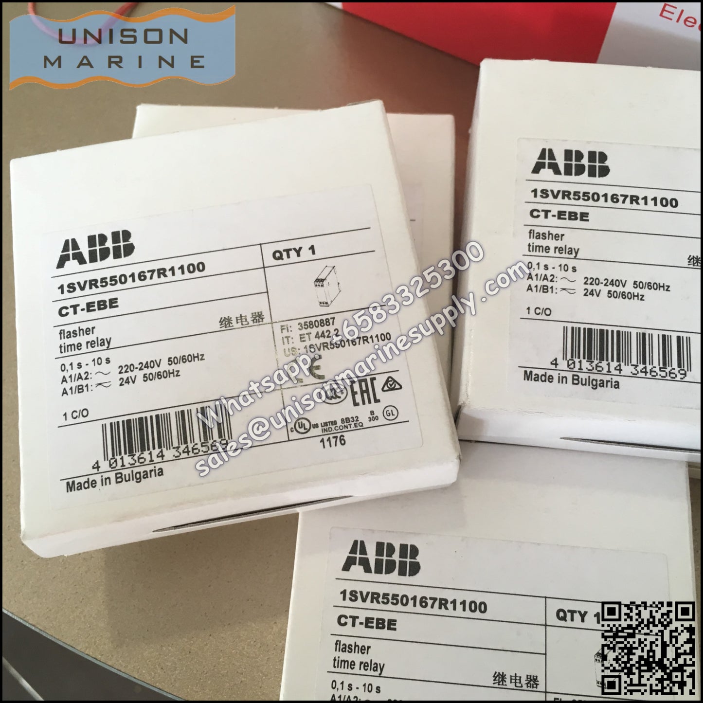 ABB Electronic Time Relay CT-EBE, 1c/o, 0.3-30s, 220-240VAC