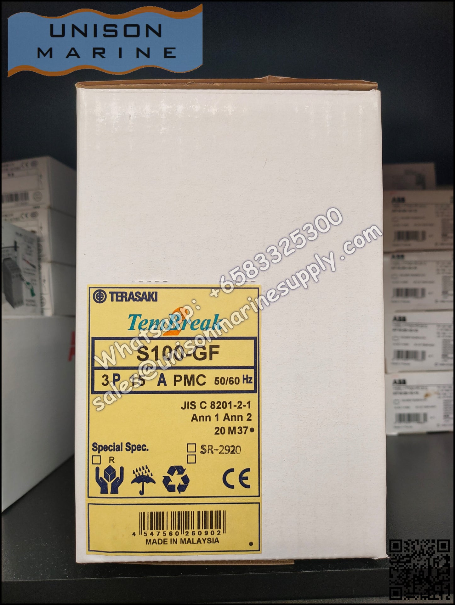 TRASAKI Marine Circuit Breaker (MCCB): S100-GF 15A 3P Fixed / Plug-in Type