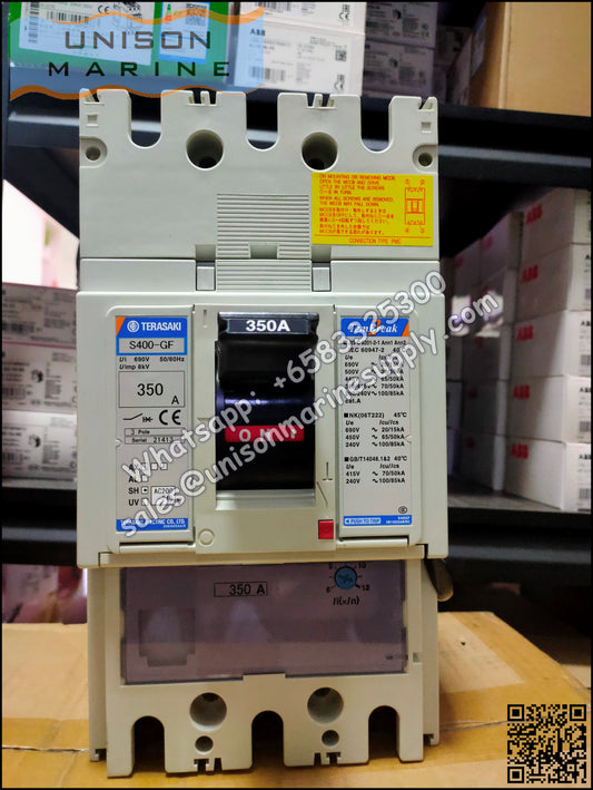 TRASAKI Marine Circuit Breaker (MCCB): S400-GF 3P 350A Fixed / Plug-in Type