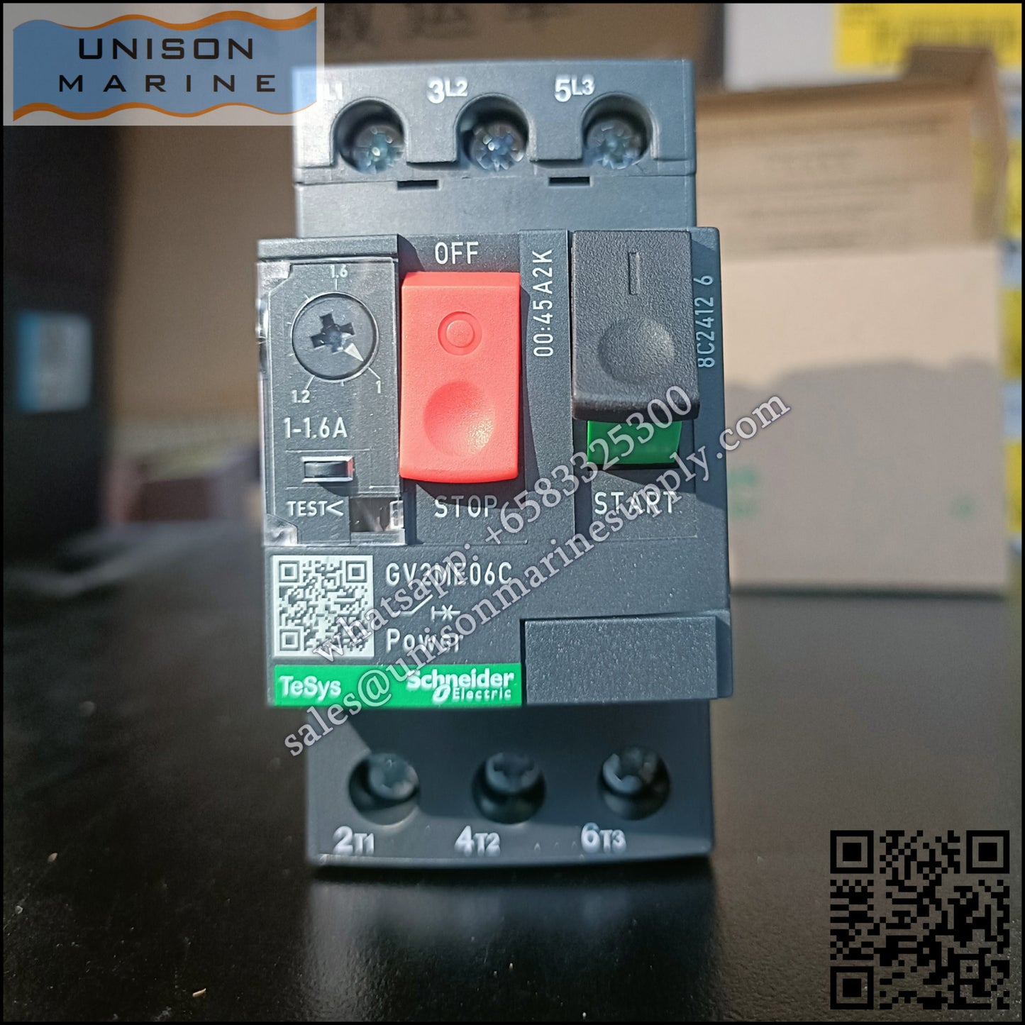 Schneider TeSys Deca Motor circuit breaker: GV2ME06C, 3P 1 to 1.6A