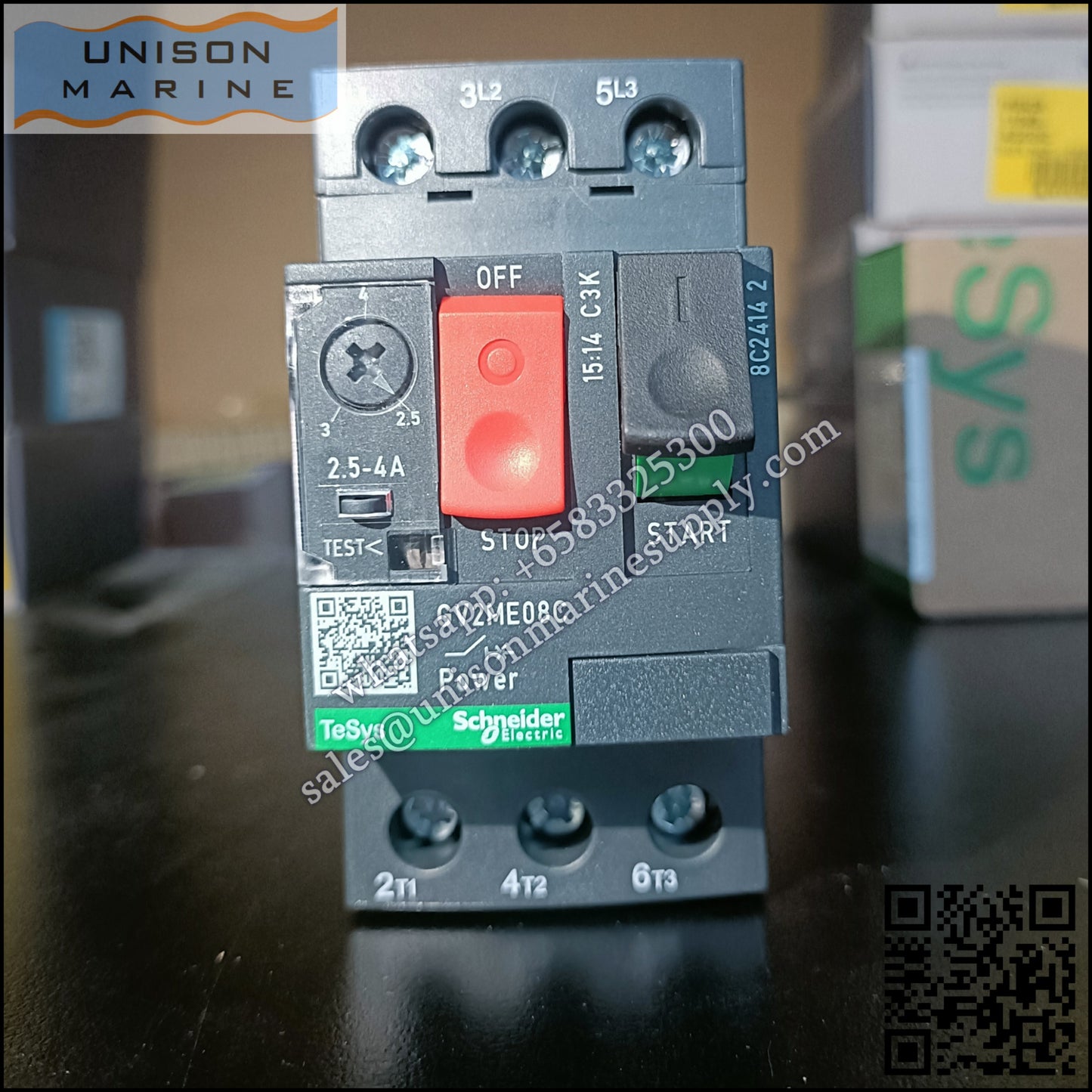 Schneider TeSys Deca Motor circuit breaker: GV2ME08C, 3P 2.5 to 4.0A