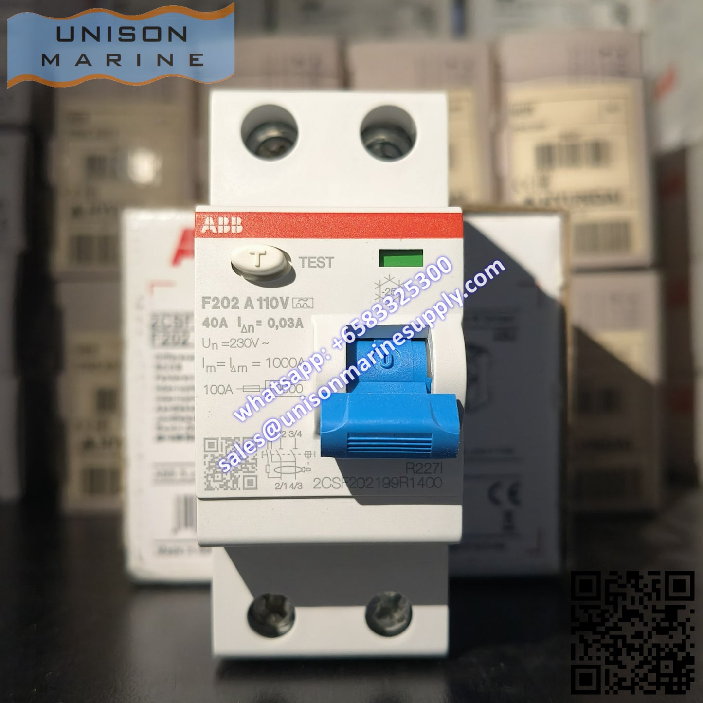 ABB Residual Current Circuit Breaker(RCCB) F202 A-40/0.03 110V 2CSF202199R1400