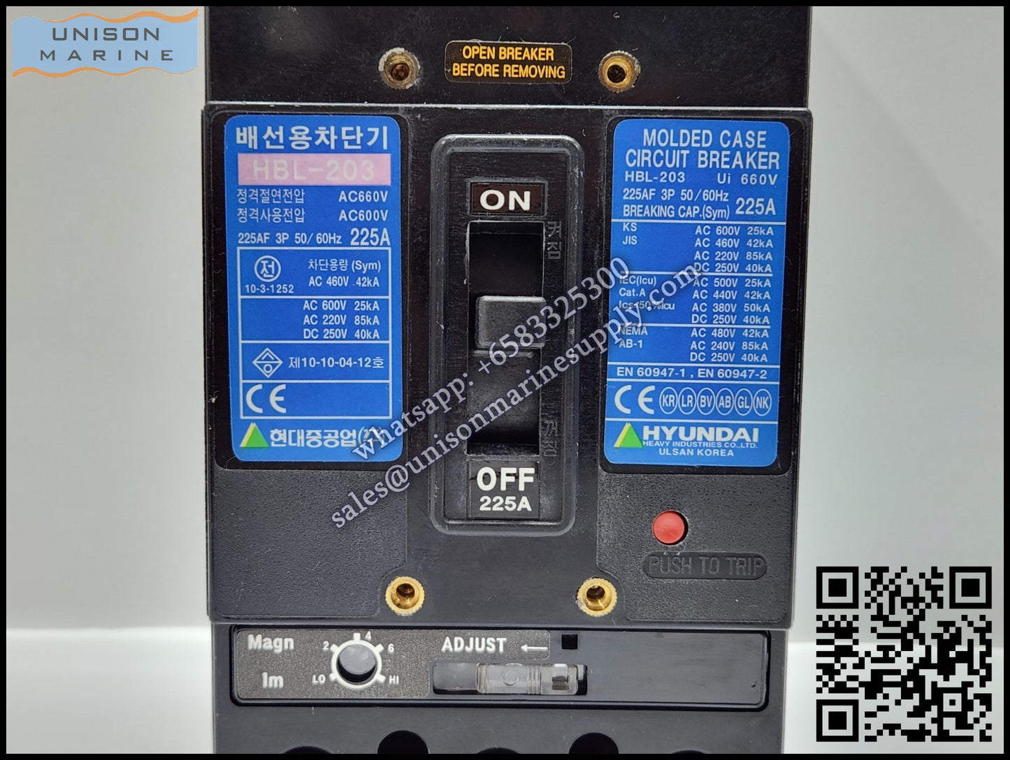Hyundai Marine Circuit Breaker (MCCB) - HBL203 3P Fixed / Plug-in Type
